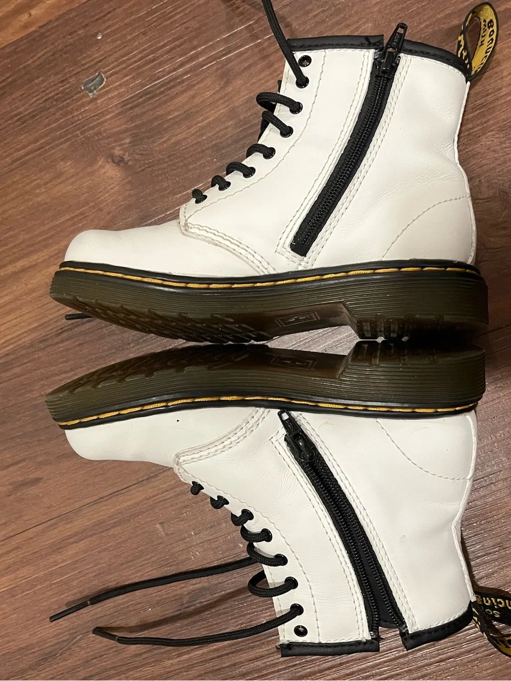 Dr. Martens 1460 T White Smooth Leather Lace Up/Zip Ankle Boots Toddler Size 10